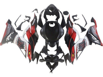 2019-2022 Kawasaki ZX-6R Matte Black Red White Shark Fairing Kit