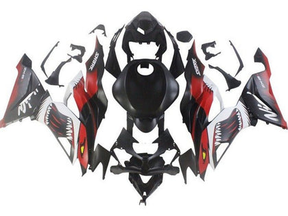 2019-2022 Kawasaki ZX-6R Matte Black Red White Shark Fairing Kit