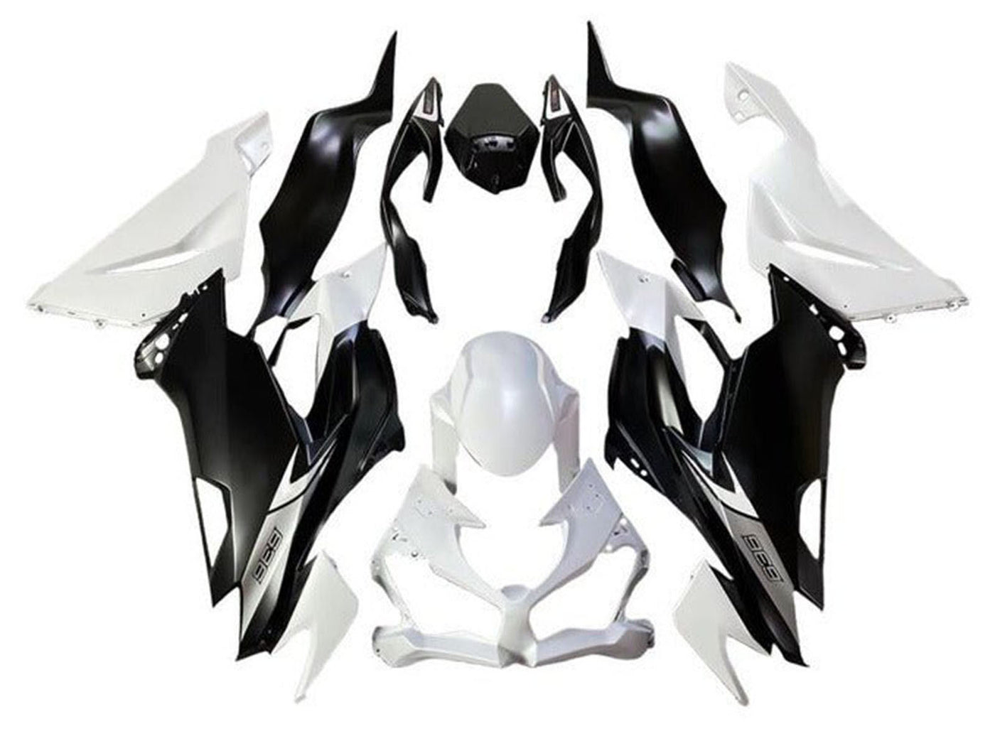 2019-2022 Matte White Matte Black Kawasaki ZX6R 636 Fairing Kit
