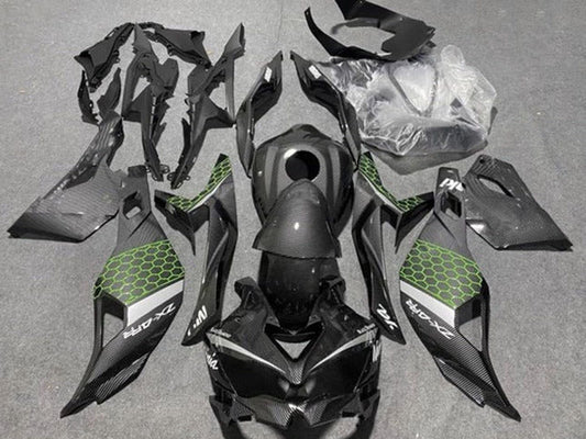 2019-2025 Faux Carbon Fiber Green Grey Kawasaki ZX4R Zx 4RR Fairing Kit
