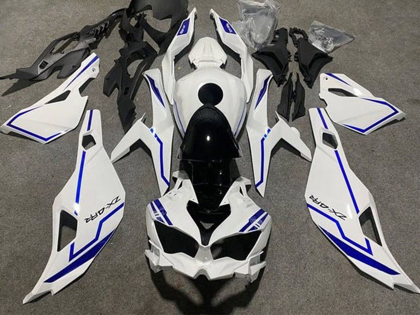 2019-2025 White Blue Stripe Kawasaki ZX4R Zx 4RR Fairing Kit