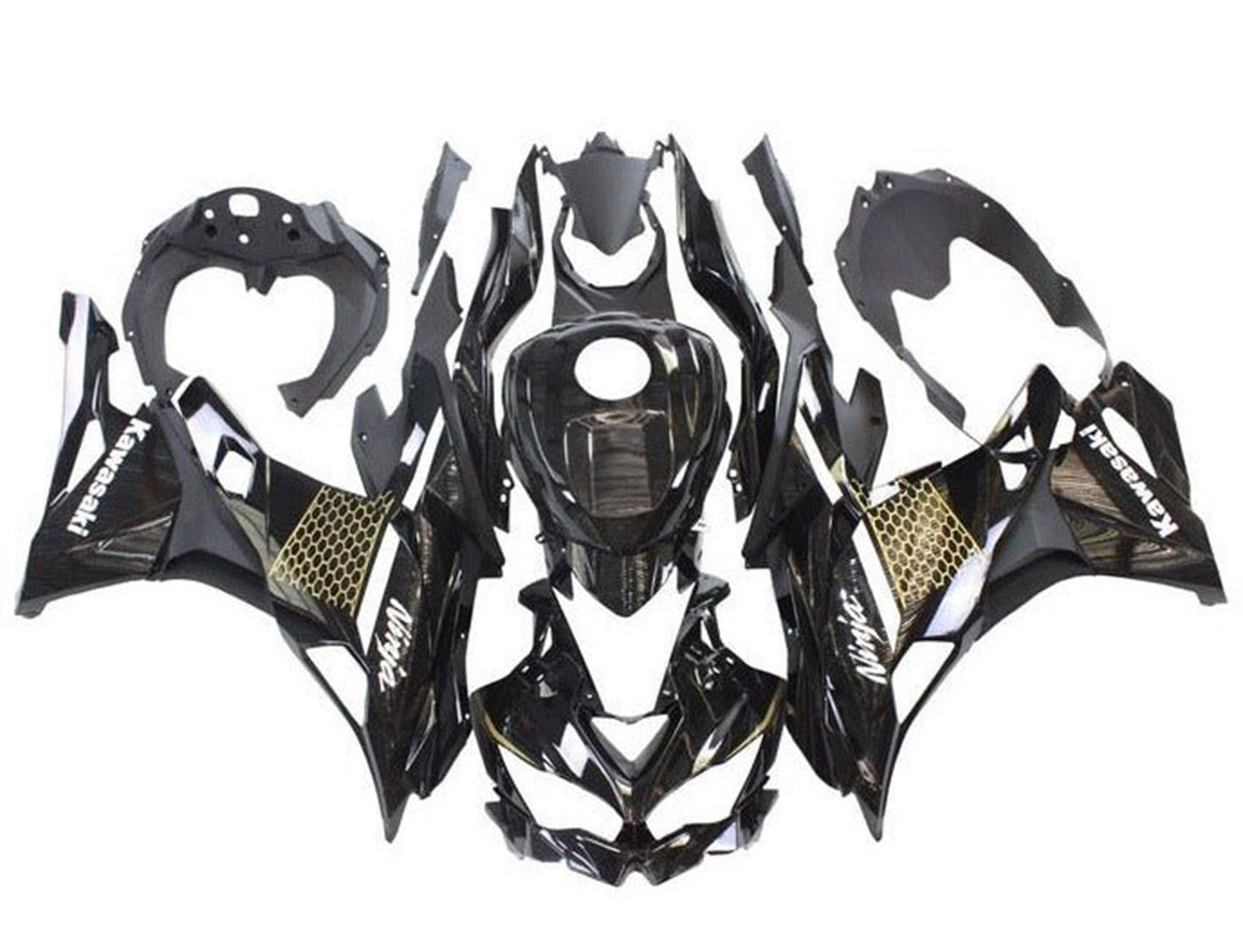 2019-2025 Black White Gold Kawasaki ZX4R Zx 4RR Fairing Kit