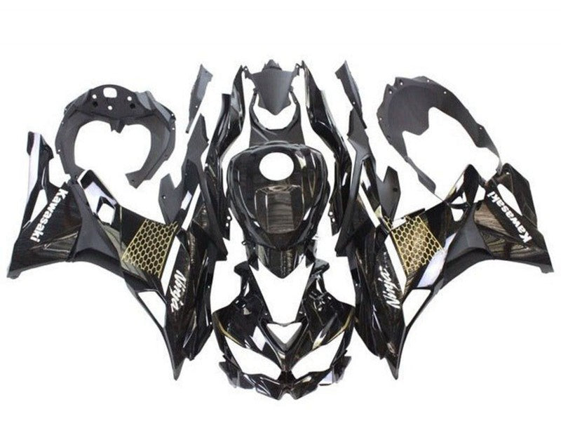 Purchase 2019-2025 Glossy Black White Gold Kawasaki ZX4R ZX-4RR Motorcycle Fairings UK