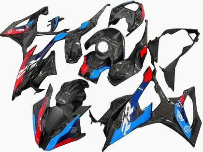 2019-2022 BMW S1000RR Black Blue Red Carbon Fiber Style Fairing Kit