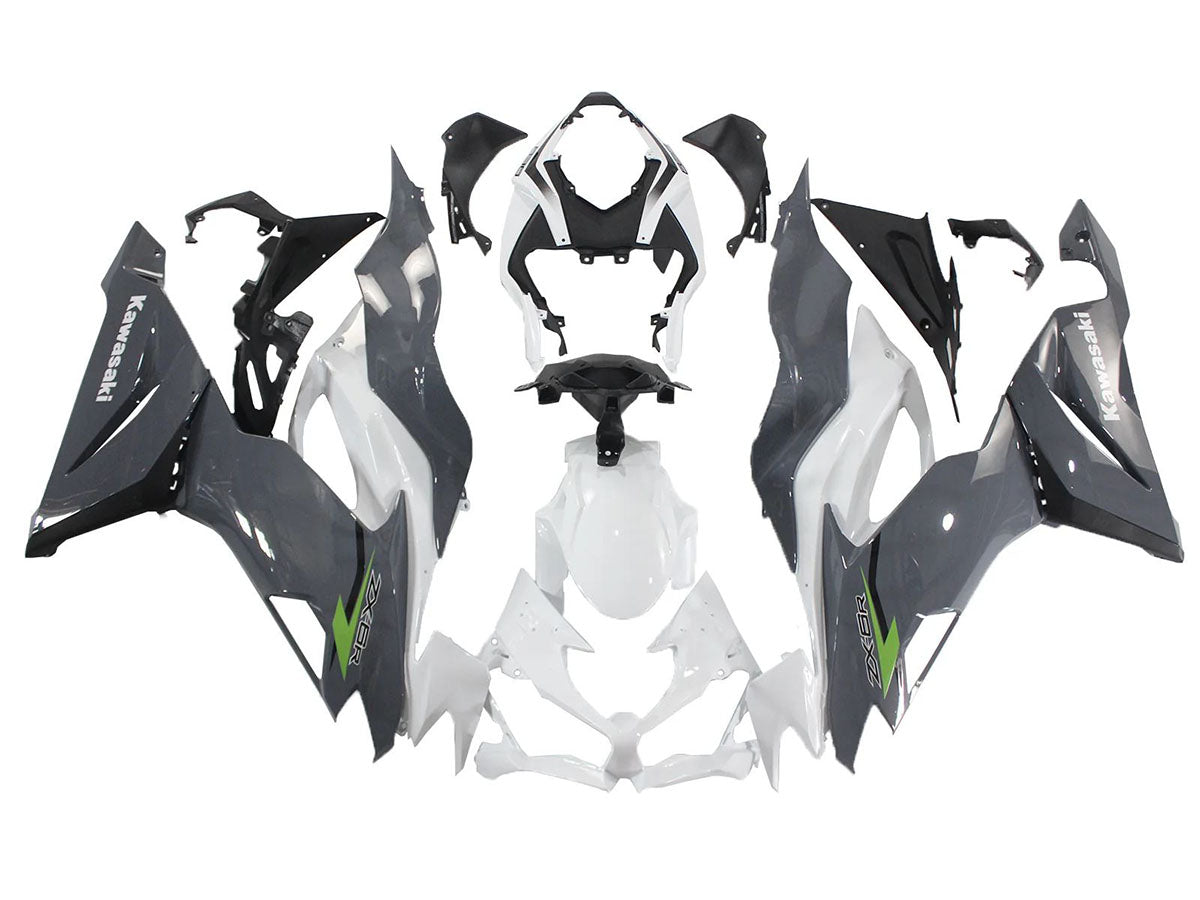 2019-2022 White Gray Kawasaki ZX6R Fairing Kit