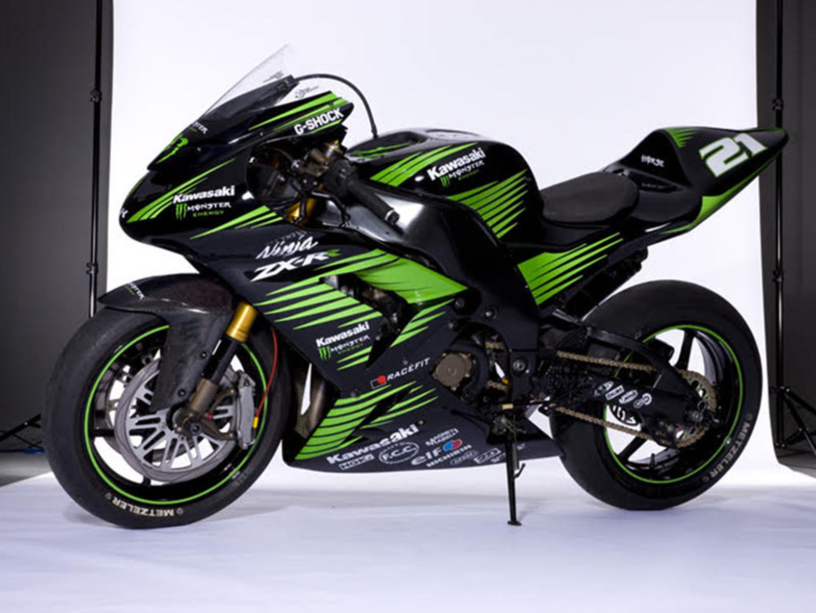 2006-2007 Glossy Black Green White Kawasaki ZX10R Fairing Kit