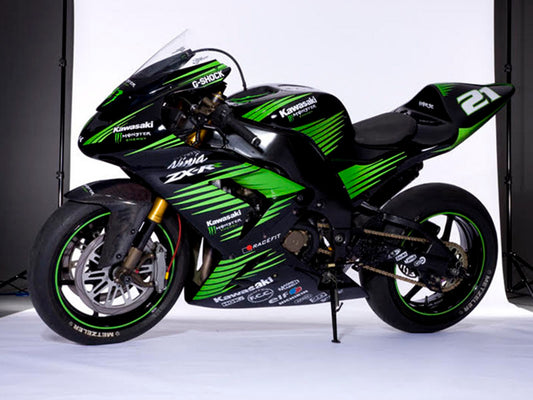 2006-2007 Glossy Black Green White Kawasaki ZX10R Fairing Kit