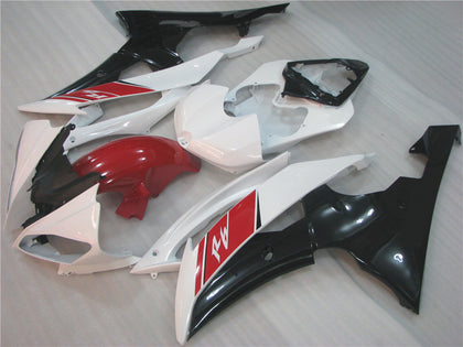 2008-2016 Yamaha YZF-R6 White and Red Fairing Kit