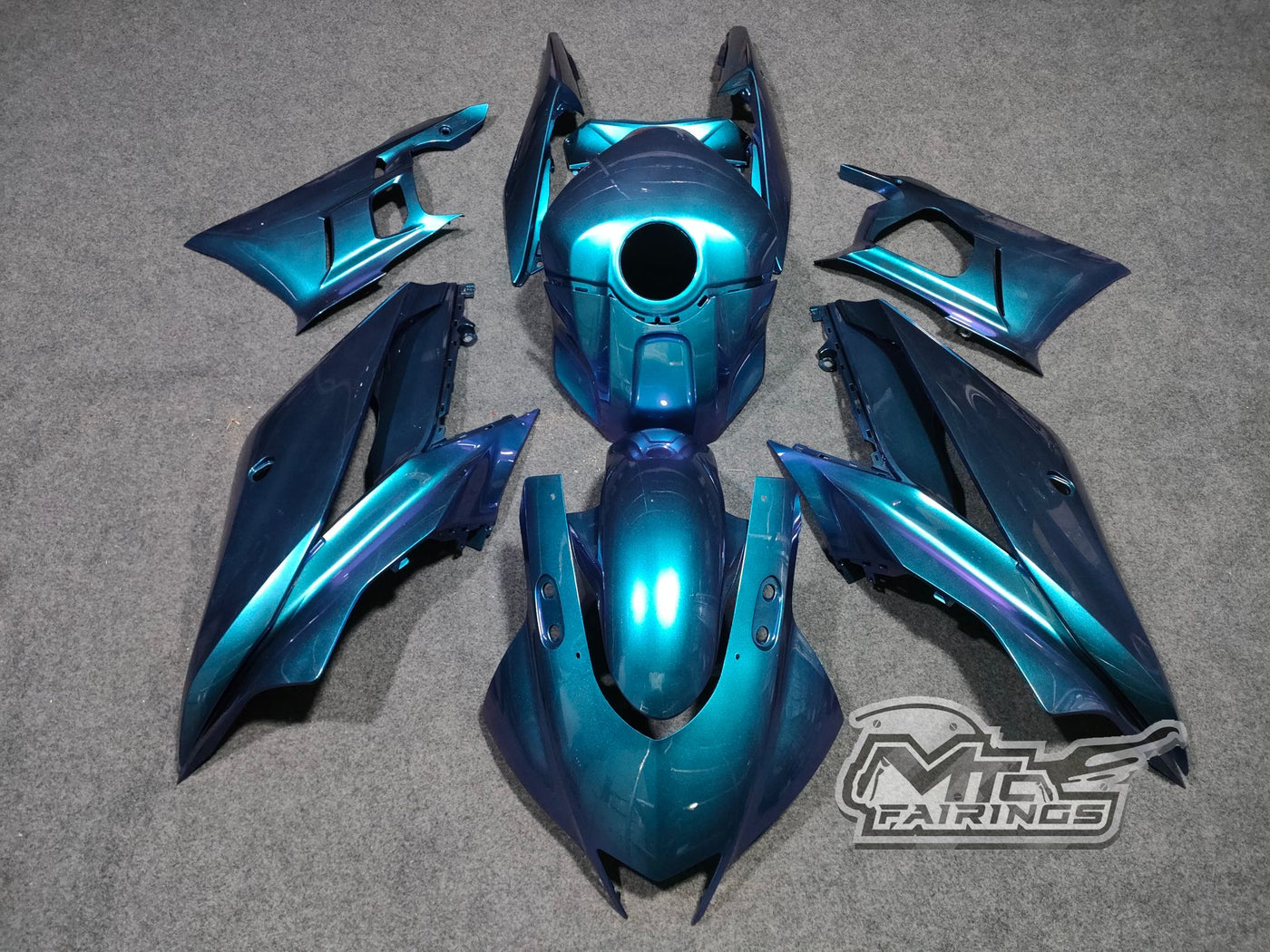 2019-2023 Yamaha YZF-R3 R3 Chameleon Blue/purple White Fairing Kit