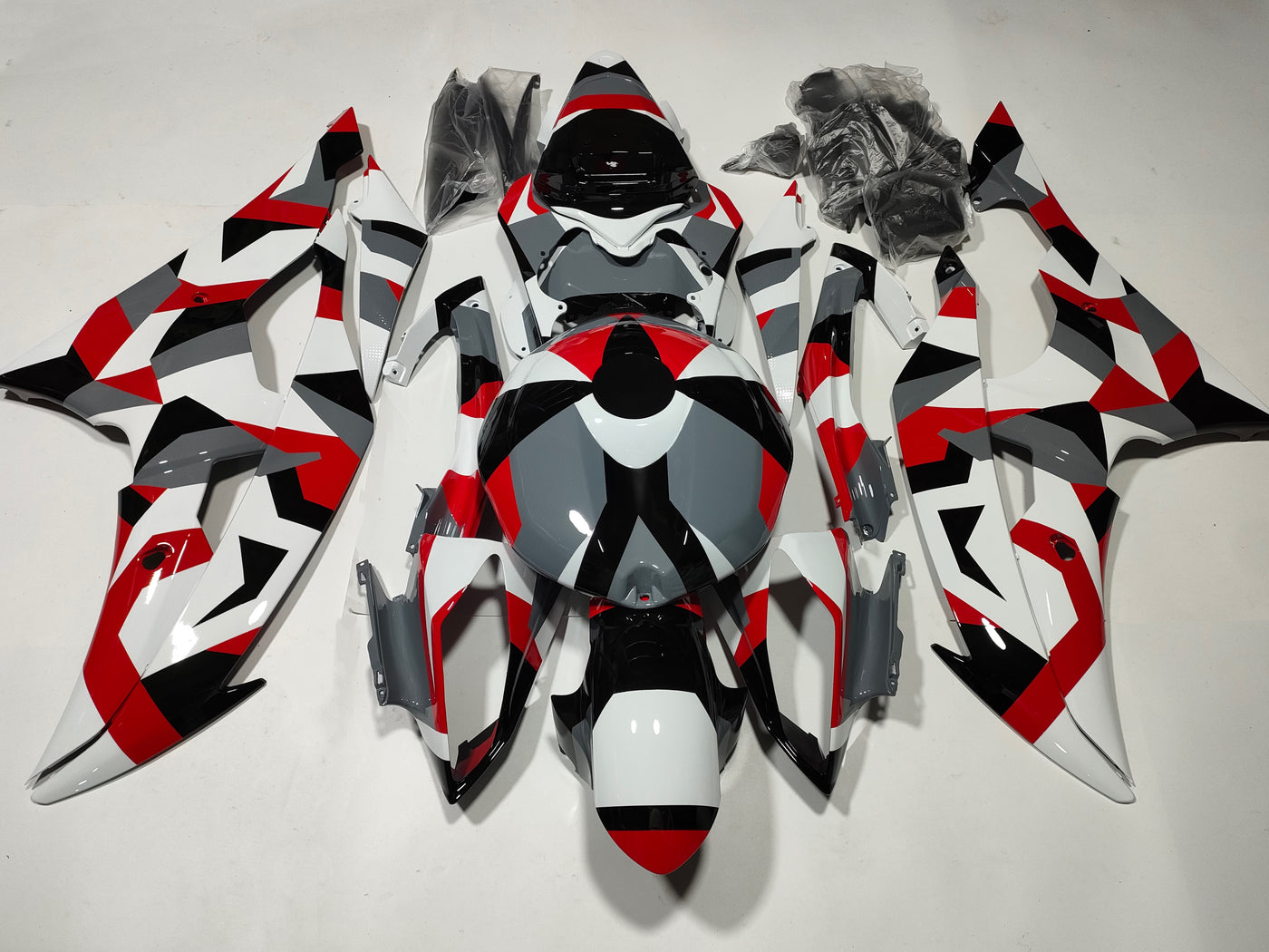 2008-2016 Yamaha YZF-R6 Gray/red/white with Tank Cover Fairing Kit