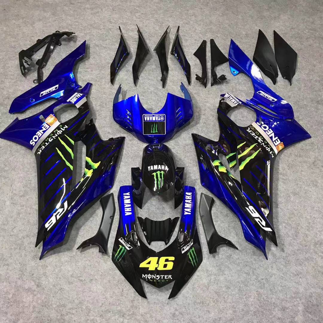 2017-2023 Yamaha YZF-R6 Black and Blue Fairing Kit