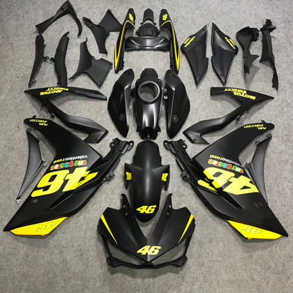 2015-2018 Yamaha YZF-R3 Matte Black and Yellow R3 Fairing Kit