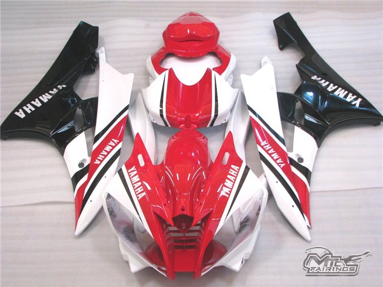 2006-2007 Yamaha YZF-R6 Red and White Fairing Kit