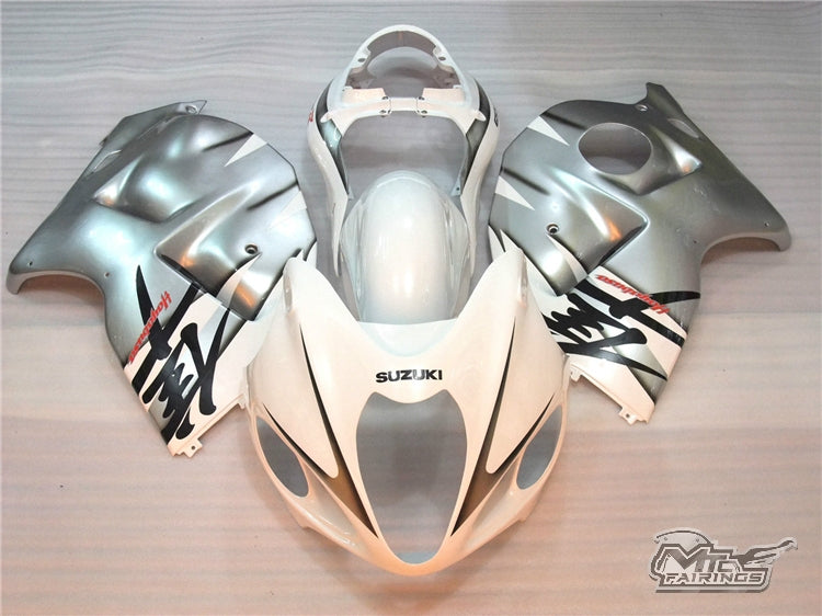 1997-2007 Suzuki Hayabusa GSX1300R Hayabusa Gsxr1300r Silver and White with Tank Cover and Seat Cowl Fairing Kit