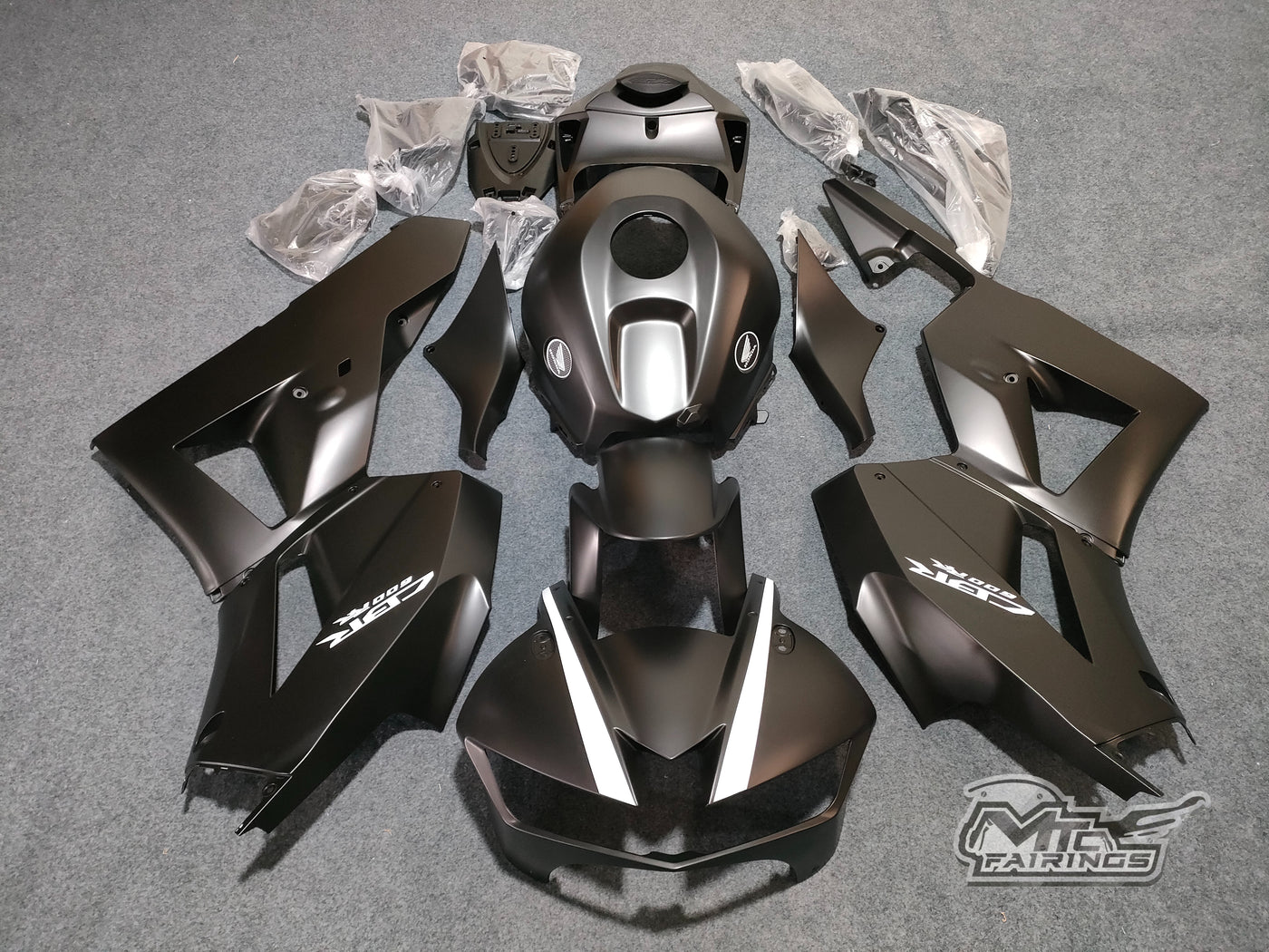 2013-2024 Honda CBR600RR Matte Black/white Decals Fairing Kit