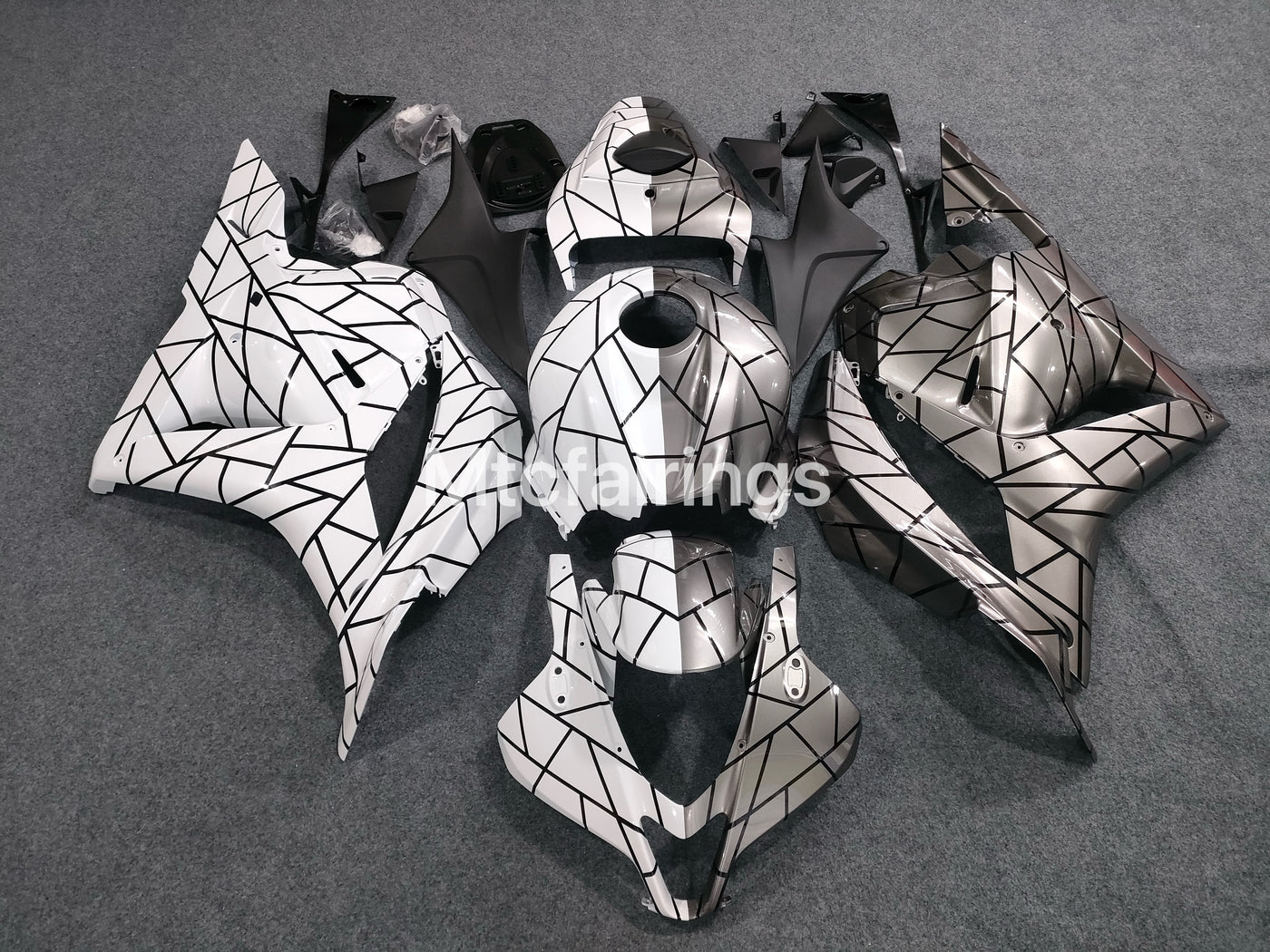 2007-2008 Honda CBR600RR Half Gray/white Fairing Kit