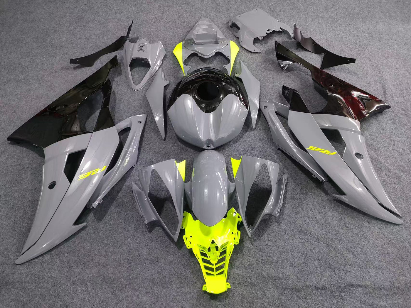 2008-2016 Yamaha YZF-R6 Nardo Gray/neon Yellow Fairing Kit